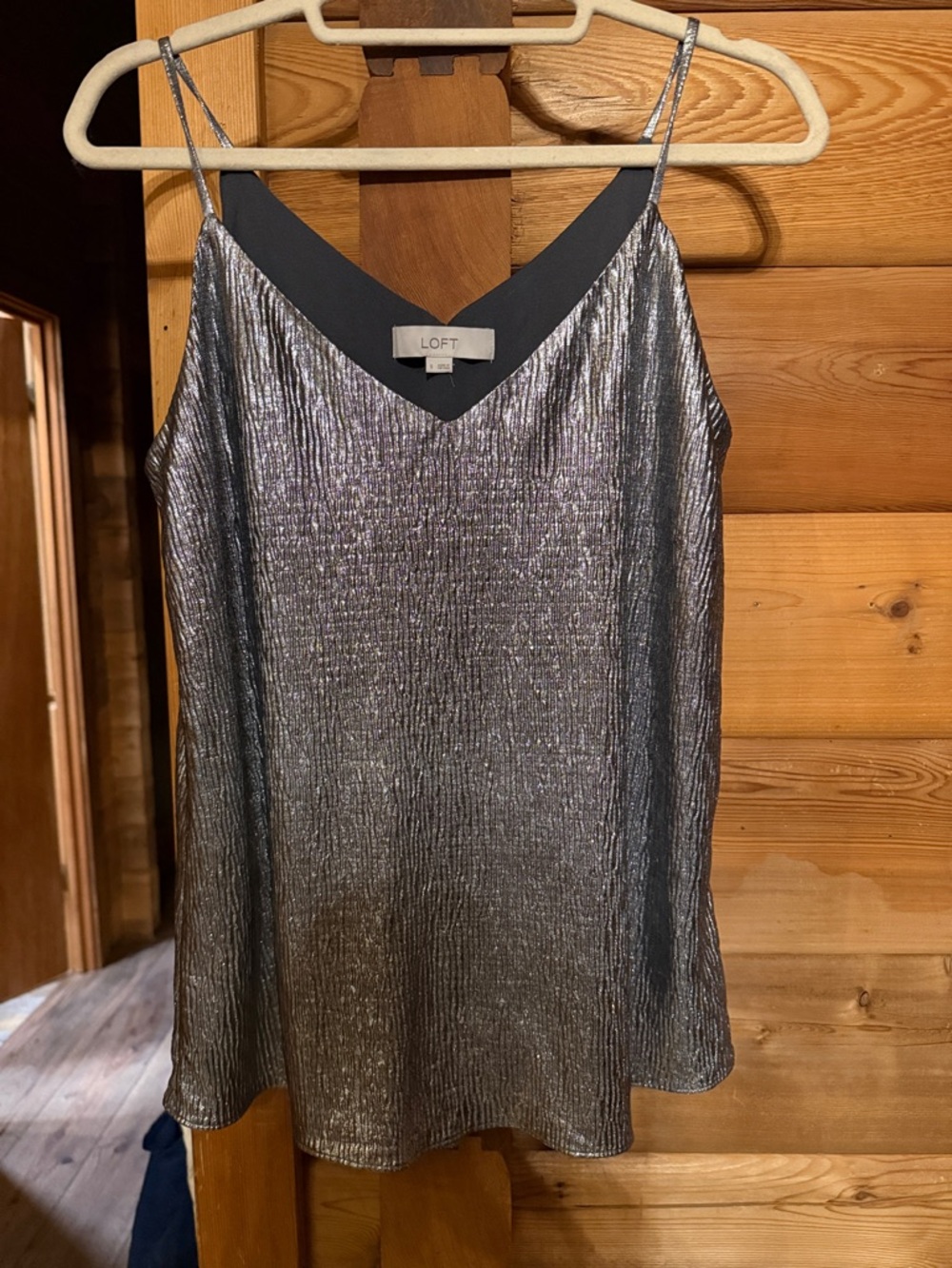 LOFT Silver Metallic V-Neck Cami